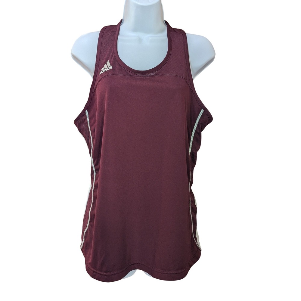 Adidas Womens Climacool‎ Racerback Utility Tank Burgundy White Large Athleisure